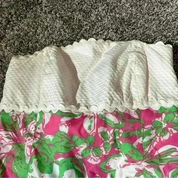 Lilly Pulitzer Strapless Dress Size 4 Tie Back Floral White Green Pink - Picture 3 of 11